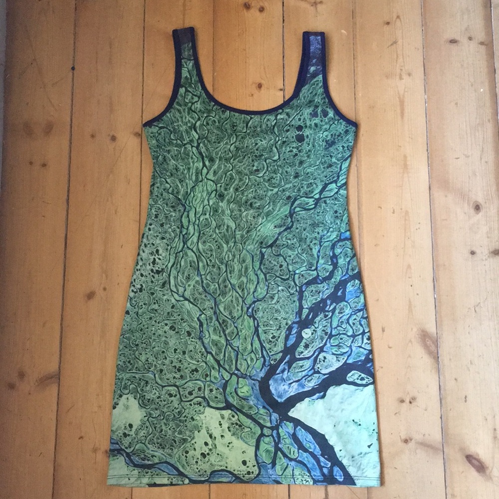 Green Artistic Mini Dress